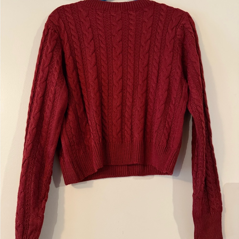 NWOT Amazon Women's Rich Red Cable Knit Sweater - Picture 2 of 2